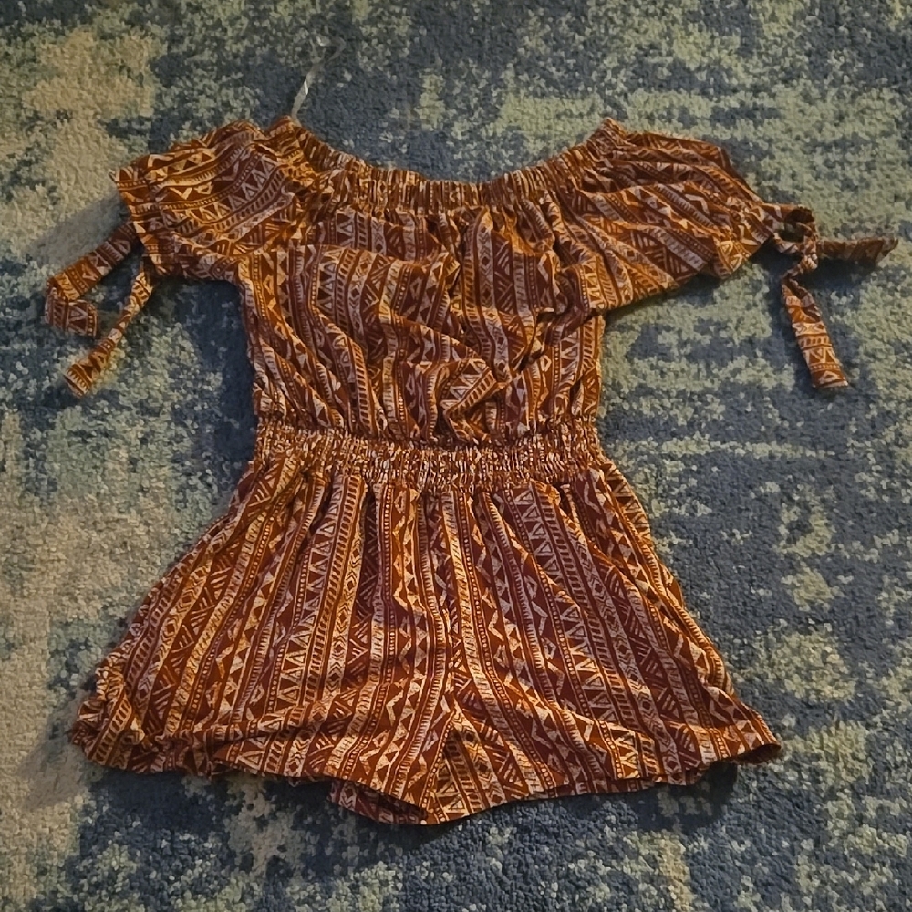 Tribal Print Off-Shoulder Romper
